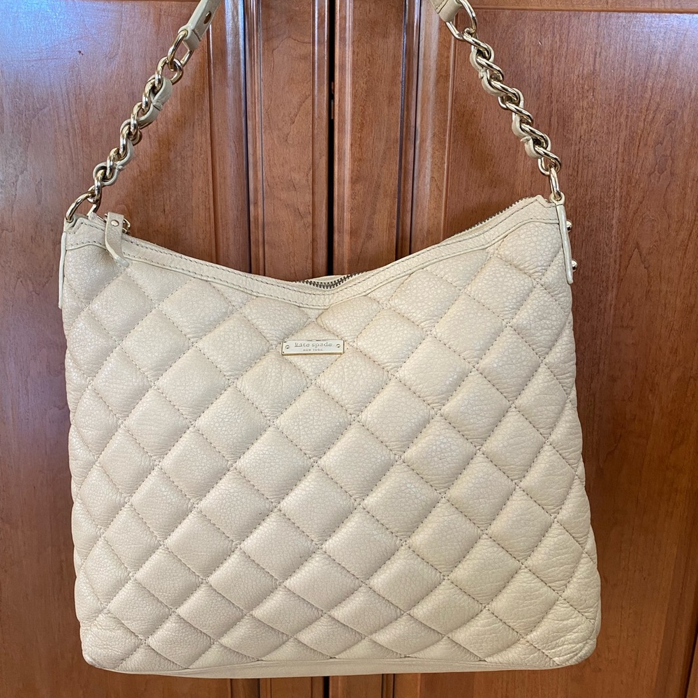 kate spade Cashew Quilted Shoulder Bag with Gold Chain